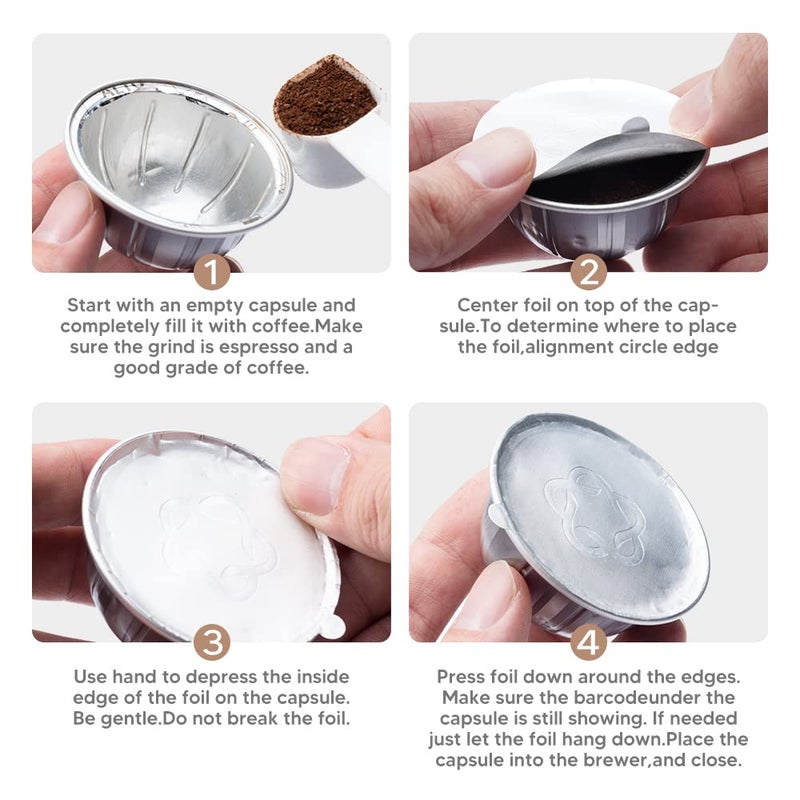 MG Coffee Reusable Vertuo Capsules Refillable Coffee Pods with Espresso Aluminum Foils for Nespresso Vertuo Coffee Machines GCA1 and De'Longhi ENV135S - Image 5